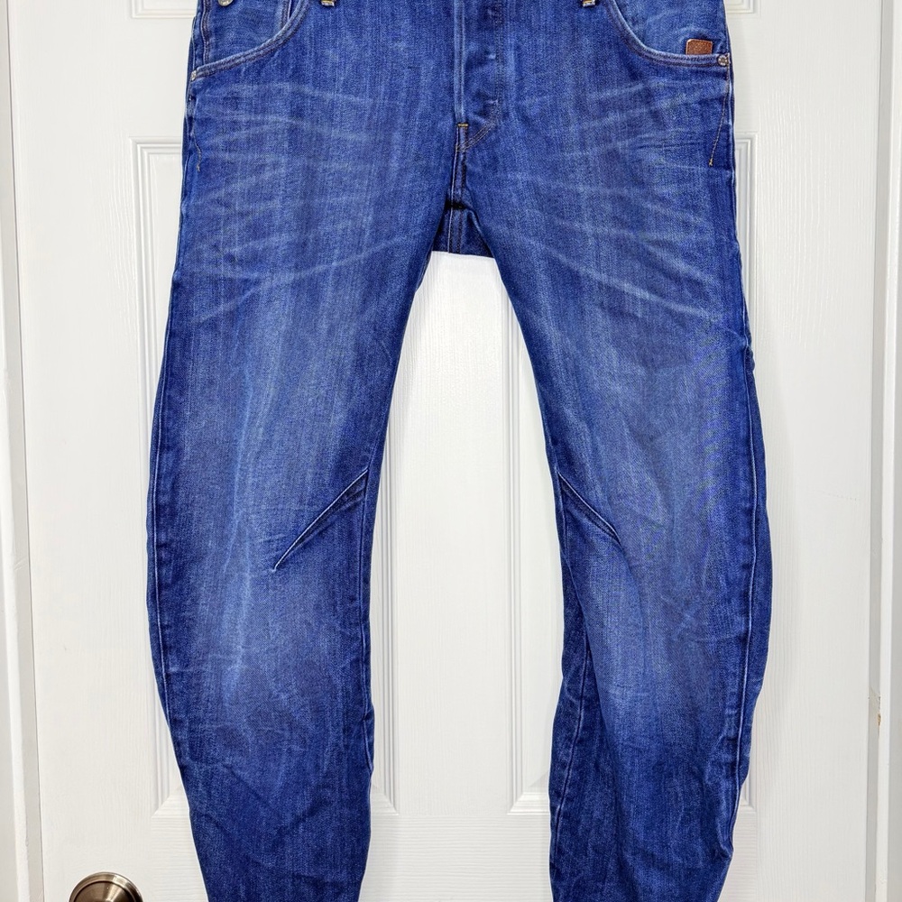 G Star Raw Men's Arc 3D Loose Tapered Jeans Blue Dark Wash Fade 32x32